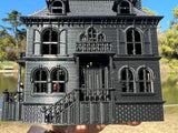 Black Miniature Haunted Halloween House/Mansion Victorian House 1:87 HO Scale