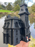 Opening Black HO-Scale Miniature #37 Addams Family Mansion Wednesday Victorian House Built 1/87 built with Hinge