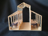 Miniature HO Scale Old West #6 Frontier Wood Livery Barn Stables Assembled w/ Interiors