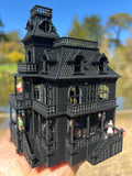 Black Miniature Haunted Halloween House/Mansion Victorian House 1:87 HO Scale