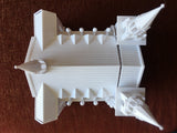Small N-Scale White Church Assembled with Interiors Gothic Cathedral