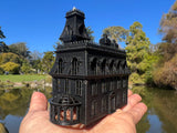 Small Black Miniature #37 N-Scale Addams Family Mansion Wednesday Victorian House Built