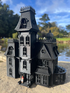 Black HO-Scale Miniature #37 Addams Family Mansion Wednesday Victorian House Built 1/87