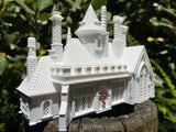 Miniature HO-Scale English Manor Castle Tudor Hall White 1:87 Miniature Model by Gold Rush Bay