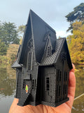 Small Black Miniature N-Scale Gru Villain Victorian Gothic House Minion Mansion Built