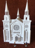 Small N-Scale White Church Assembled with Interiors Gothic Cathedral