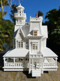 Miniature HO Scale Practical Witch Magic Victorian House Built White