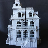 Gray Miniature Haunted Halloween House/Mansion Victorian House 1:87 HO Scale