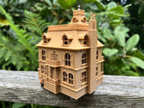 FURNISHED Wood Brown Miniature Haunted Mansion Victorian #4 House 1:87 HO Scale