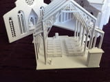 Small N-Scale White Church Assembled with Interiors Gothic Cathedral