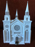 Small N-Scale White Church Assembled with Interiors Gothic Cathedral