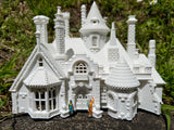 Miniature HO-Scale English Manor Castle Tudor Hall White 1:87 Miniature Model by Gold Rush Bay