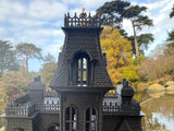 Opening Black HO-Scale Miniature #37 Addams Family Mansion Wednesday Victorian House Built 1/87 built with Hinge