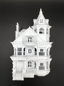 HO Scale Miniature Victorian #3 Queen Anne Tower House 1:87 White (Hinge)