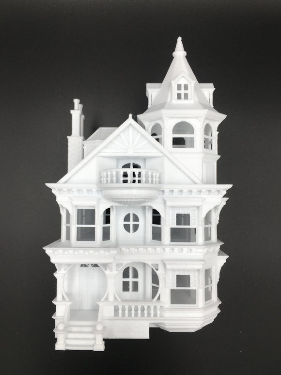 HO Scale Miniature Victorian #3 Queen Anne Tower House 1:87 White (Hinge)
