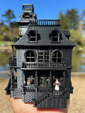 Black Miniature Haunted Halloween House/Mansion Victorian House 1:87 HO Scale