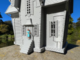 Gray Miniature HO-Scale Gru Villain Victorian Gothic House Minion Mansion Built