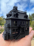 Miniature N-Scale Victorian #4 Black Haunted Mansion Assembled Shell