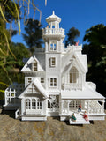 Miniature HO Scale Practical Witch Magic Victorian House Built White