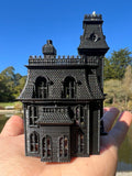 Small Black Miniature #37 N-Scale Addams Family Mansion Wednesday Victorian House Built