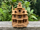 FURNISHED Wood Brown Miniature Haunted Mansion Victorian #4 House 1:87 HO Scale