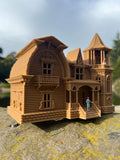 Miniature #37 HO-Scale Munster Family Mansion Brown Mockingbird Victorian House Built