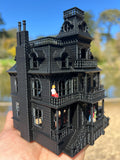 Black Miniature Haunted Halloween House/Mansion Victorian House 1:87 HO Scale