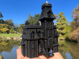 Small Black Miniature #37 N-Scale Addams Family Mansion Wednesday Victorian House Built