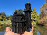 Small Black Miniature #37 N-Scale Addams Family Mansion Wednesday Victorian House Built