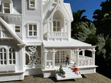 Miniature HO Scale Practical Witch Magic Victorian House Built White