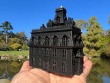 Small Black Miniature #37 N-Scale Addams Family Mansion Wednesday Victorian House Built