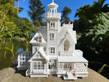 Miniature HO Scale Practical Witch Magic Victorian House Built White