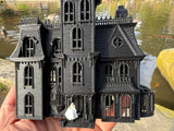 Black N-Scale Miniature #37 Addams Family Mansion Wednesday Victorian House Built 1/160