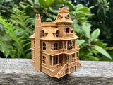 FURNISHED Wood Brown Miniature Haunted Mansion Victorian #4 House 1:87 HO Scale