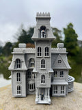 Small Gray Miniature #37 N-Scale Addams Family Mansion Wednesday Victorian House Built