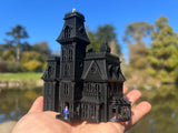 Small Black Miniature #37 N-Scale Addams Family Mansion Wednesday Victorian House Built