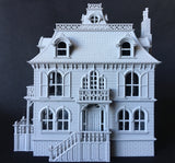 Gray Miniature Haunted Halloween House/Mansion Victorian House 1:87 HO Scale