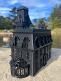 Black HO-Scale Miniature #37 Addams Family Mansion Wednesday Victorian House Built 1/87
