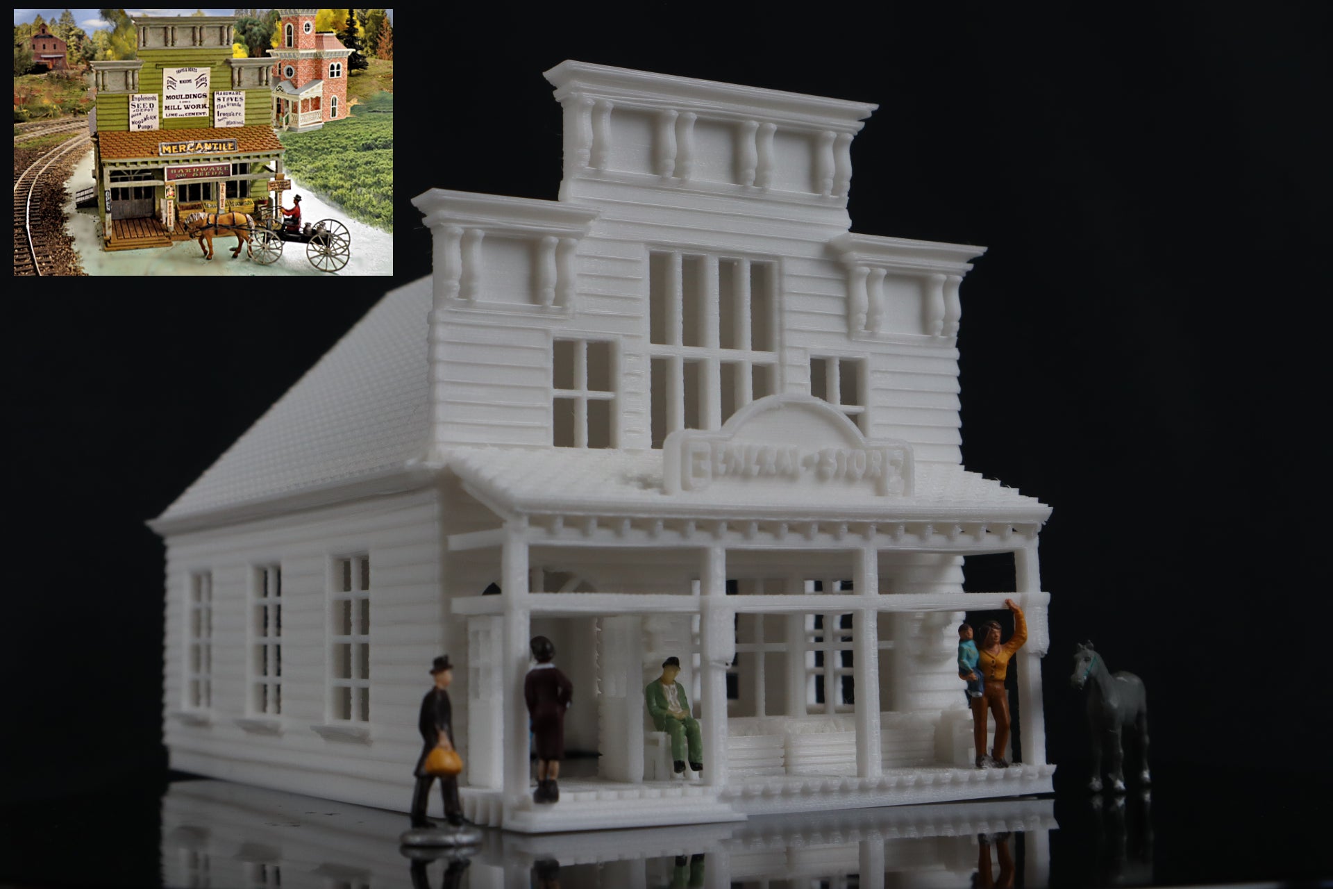 Miniature HO Scale Old West Frontier General Store Built Includes