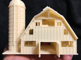 Gold Rush Bay N-Scale Miniature Old West7 Wood Color Barn+Silo 1:160 Assembled INCLUDING INTERIORS