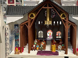 Small N-Scale White Church Assembled with Interiors Gothic Cathedral