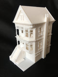 Miniature Painted Lady #4 Victorian House Train HO Scale Assembled White INCLUDING INTERIORS!
