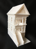 Miniature Painted Lady #4 Victorian House Train HO Scale Assembled White INCLUDING INTERIORS!
