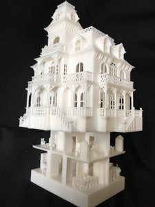 HO Scale White Miniature Victorian Collection #4 Mansion by Gold Rush Bay INCLUDING INTERIORS