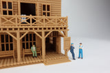 Miniature Wood Color Old West #3 Sheriff Jailhouse HO Train Scale with Interiors Assembled Built Ready