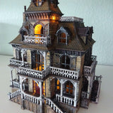 HO Scale White Miniature Victorian Collection #4 Mansion by Gold Rush Bay INCLUDING INTERIORS