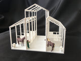 Miniature HO Scale Old West #6 Frontier Livery Stable Barn Assembled w/ Interior