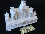 O-Scale Miniature Victorian Train Station/Depot White O-Gauge Gold Rush Bay Model