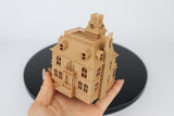 Miniature N-Scale Victorian #4 Haunted Mansion Assembled Brown Shell by Gold Rush Bay