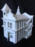 Victorian Firehouse Station Miniature Model Train HO Scale Assembled Pre-Built